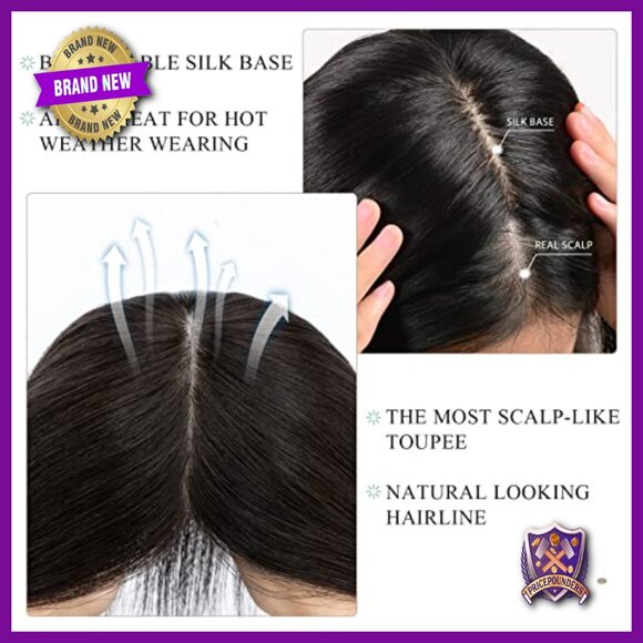 Human Hair Topper 10 Inch Silk Base Clip-in Hairpiece for Thinning Hair main image 5